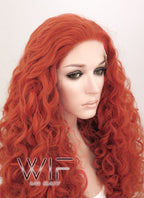 18"-26" Long Spiral Curly Reddish Orange Customizable Lace Front Synthetic Hair Wig LF663J