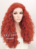 18"-26" Long Spiral Curly Reddish Orange Customizable Lace Front Synthetic Hair Wig LF663J