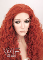18"-26" Long Spiral Curly Reddish Orange Customizable Lace Front Synthetic Hair Wig LF663J