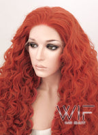 18"-26" Long Spiral Curly Reddish Orange Customizable Lace Front Synthetic Hair Wig LF663J