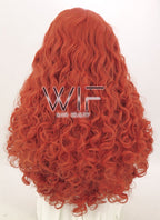 18"-26" Long Spiral Curly Reddish Orange Customizable Lace Front Synthetic Hair Wig LF663J