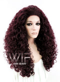 26" Long Spiral Curly Burgundy Customizable Made-To-Order Lace Front Synthetic Hair Wig LF663L