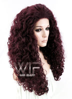 26" Long Spiral Curly Burgundy Customizable Made-To-Order Lace Front Synthetic Hair Wig LF663L