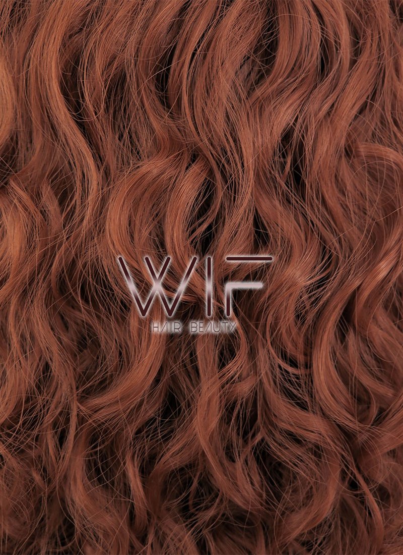 26" Spiral Curly Reddish Brown Lace Front Synthetic Wig LF663