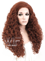26" Spiral Curly Reddish Brown Lace Front Synthetic Wig LF663