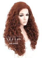 26" Spiral Curly Reddish Brown Lace Front Synthetic Wig LF663
