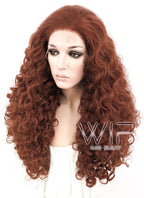 26" Spiral Curly Reddish Brown Lace Front Synthetic Wig LF663