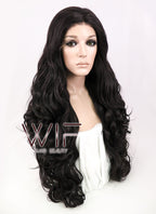 28" Wavy Natural Black Lace Front Synthetic Wig LF667R