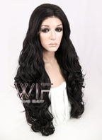 28" Wavy Natural Black Lace Front Synthetic Wig LF667R