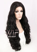 28" Wavy Natural Black Lace Front Synthetic Wig LF667R
