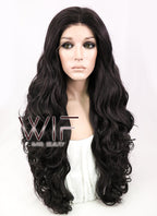 28" Wavy Natural Black Lace Front Synthetic Wig LF667R