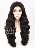 28" Wavy Natural Black Lace Front Synthetic Wig LF667R