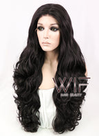 28" Wavy Natural Black Lace Front Synthetic Wig LF667R