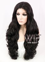28" Wavy Natural Black Lace Front Synthetic Wig LF667R