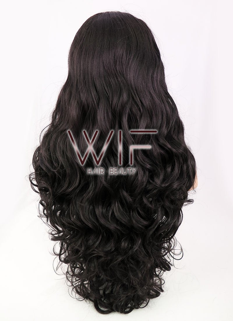 28" Wavy Natural Black Lace Front Synthetic Wig LF667R
