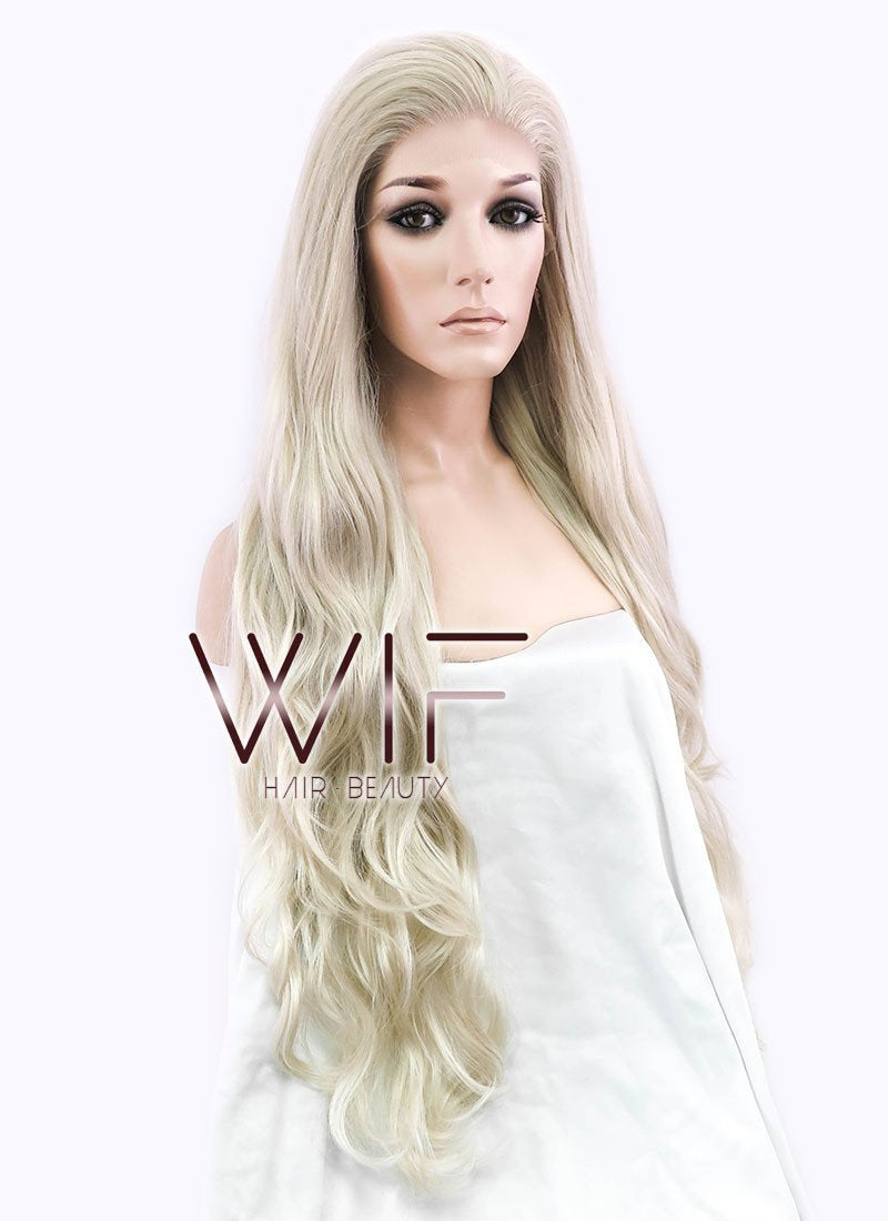 28" Long Curly Mixed Blonde Made-To-Order Lace Front Synthetic Hair Wig LF675B