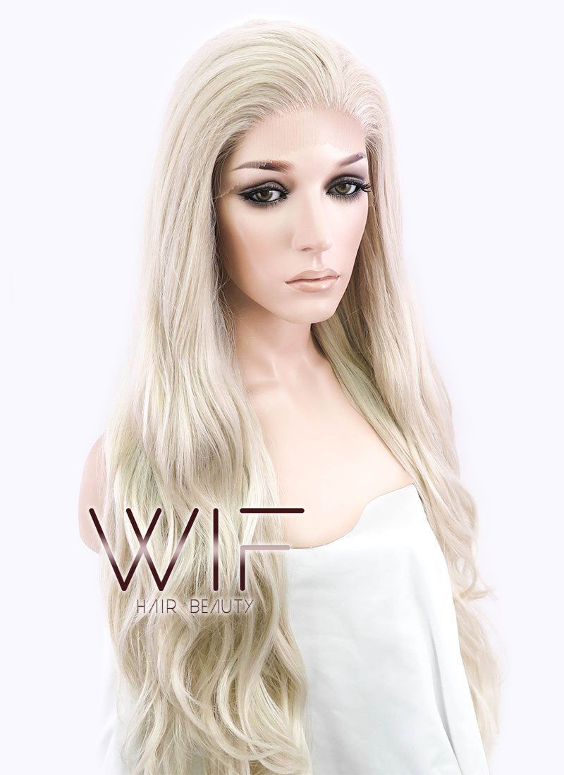 28" Long Curly Mixed Blonde Made-To-Order Lace Front Synthetic Hair Wig LF675B