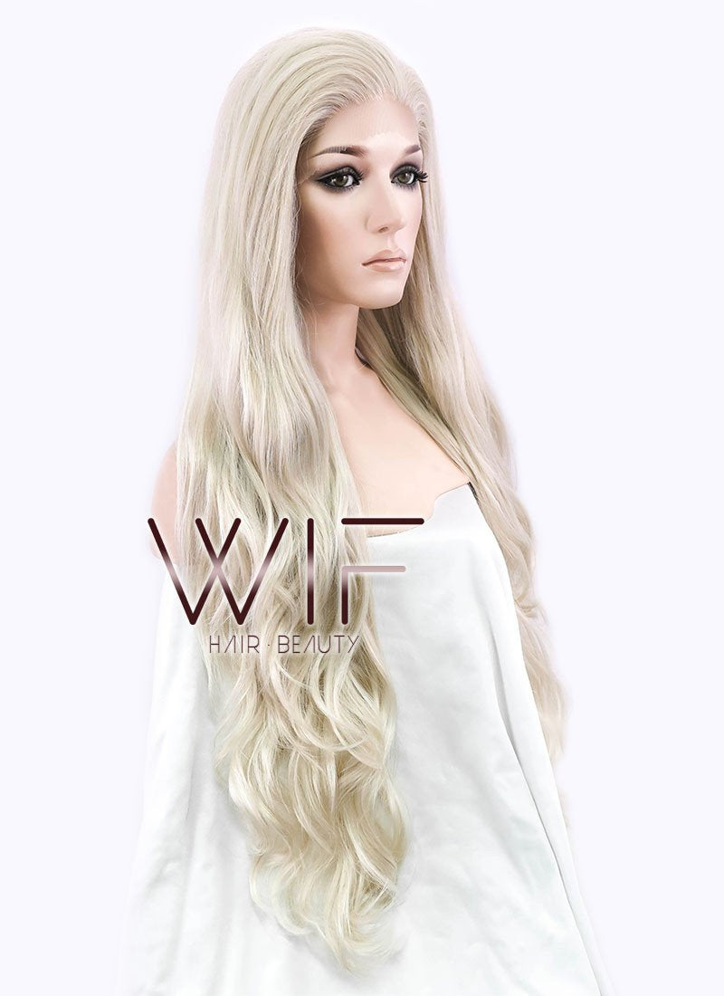28" Long Curly Mixed Blonde Made-To-Order Lace Front Synthetic Hair Wig LF675B