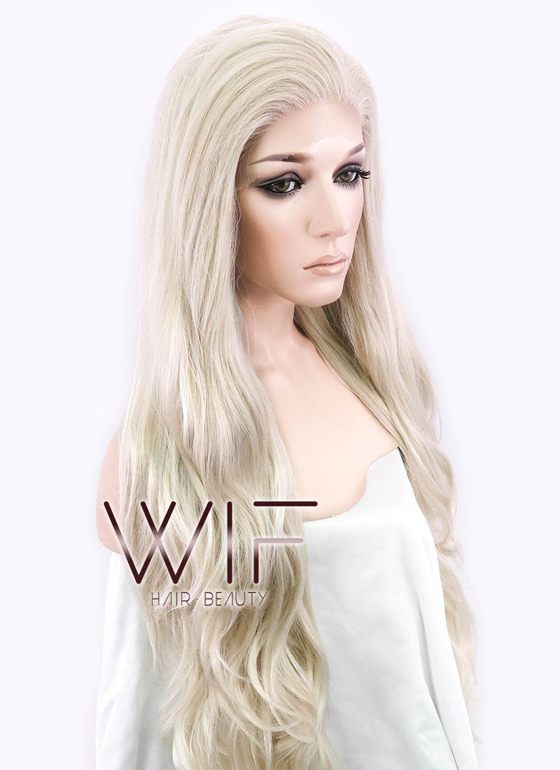 28" Long Curly Mixed Blonde Made-To-Order Lace Front Synthetic Hair Wig LF675B