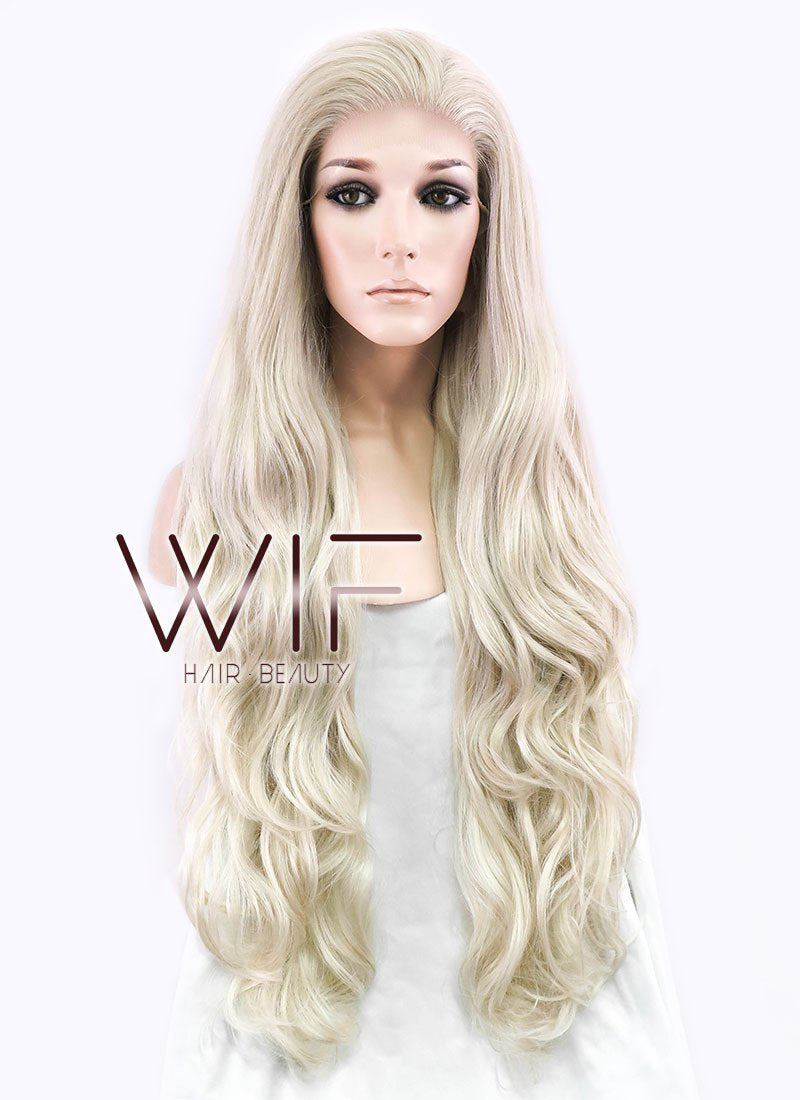 28" Long Curly Mixed Blonde Made-To-Order Lace Front Synthetic Hair Wig LF675B