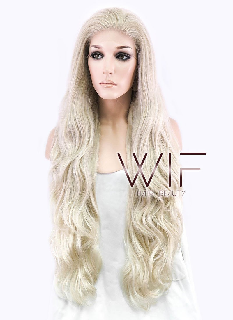 28" Long Curly Mixed Blonde Made-To-Order Lace Front Synthetic Hair Wig LF675B