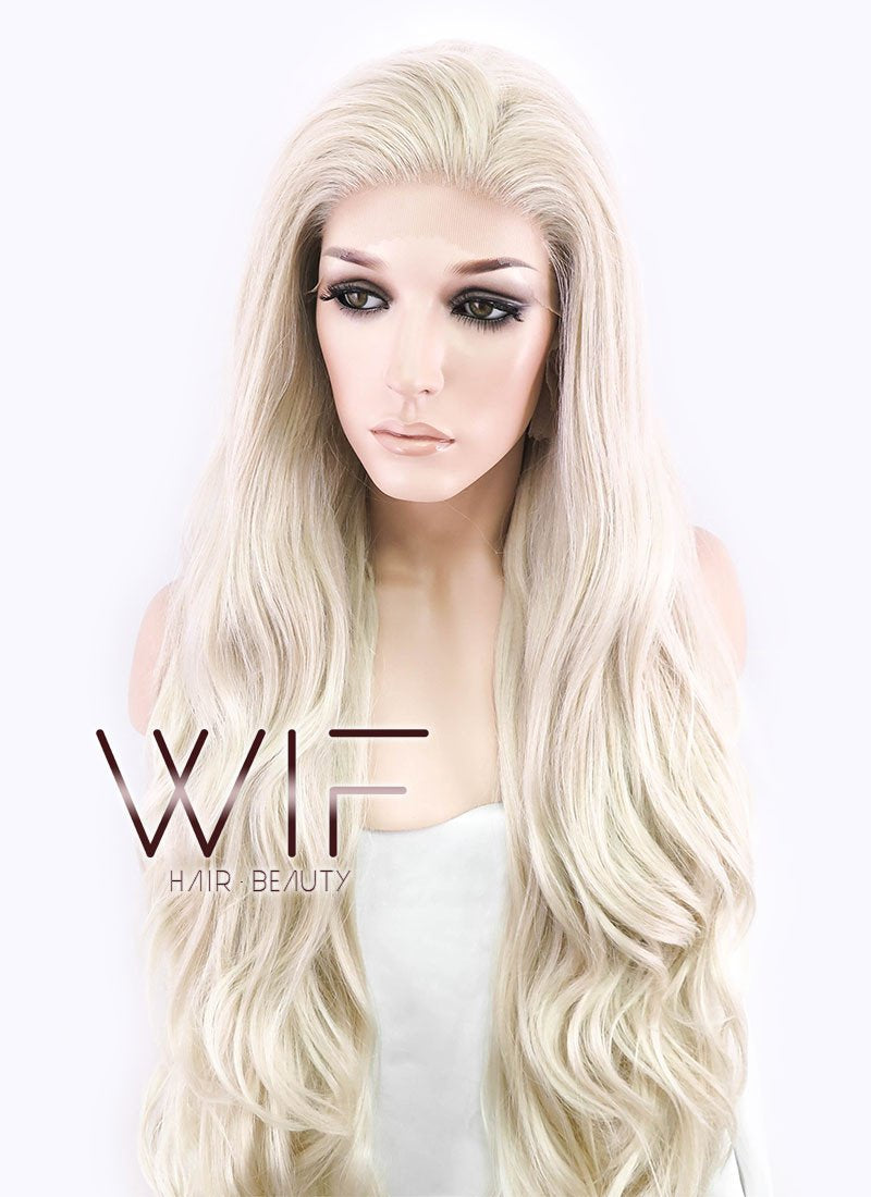 28" Long Curly Mixed Blonde Made-To-Order Lace Front Synthetic Hair Wig LF675B