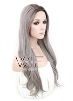 18"-28" Long Curly Purplish Pink Customizable Lace Front Synthetic Hair Wig LF697F