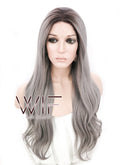 18"-28" Long Curly Purplish Pink Customizable Lace Front Synthetic Hair Wig LF697F