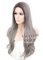 18"-28" Long Curly Purplish Pink Customizable Lace Front Synthetic Hair Wig LF697F