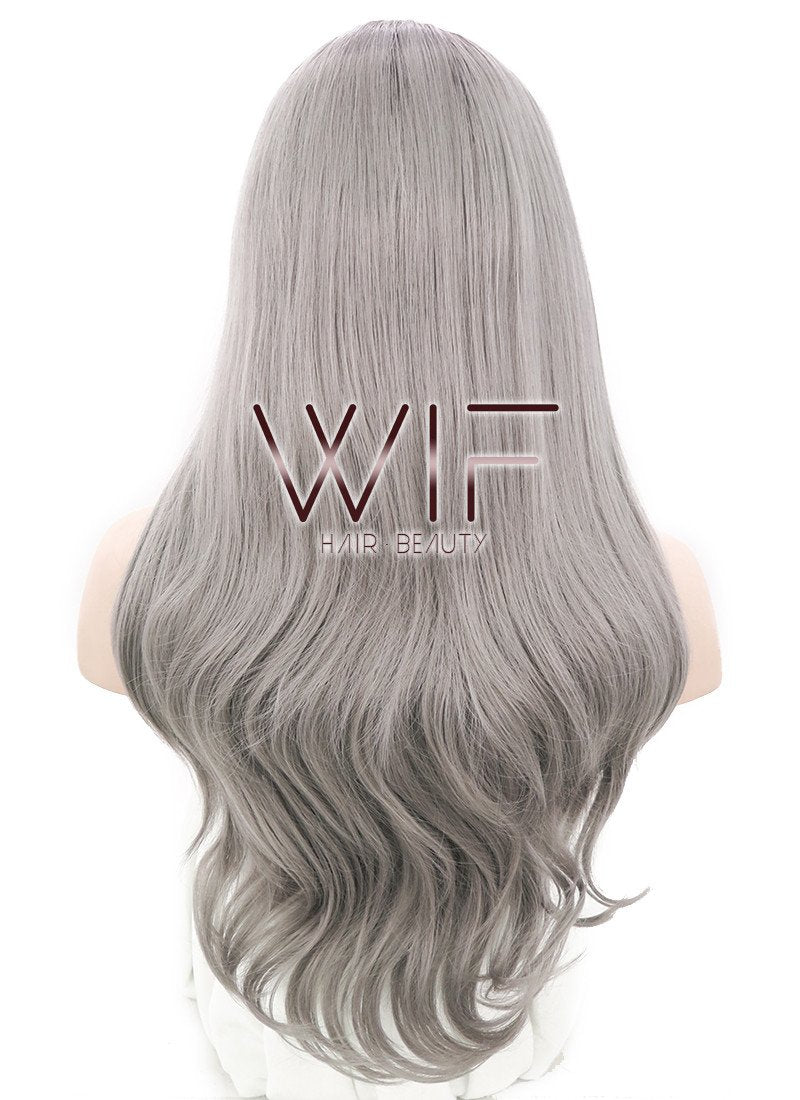 18"-28" Long Curly Purplish Pink Customizable Lace Front Synthetic Hair Wig LF697F
