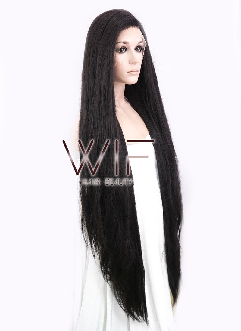 39" Straight Yaki Natural Black Lace Front Synthetic Wig LF701A