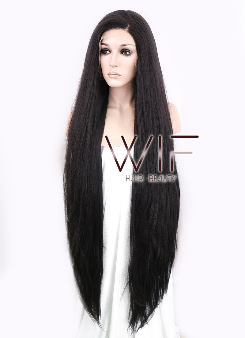 39" Straight Yaki Natural Black Lace Front Synthetic Wig LF701A