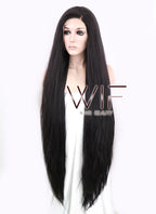 39" Straight Yaki Natural Black Lace Front Synthetic Wig LF701A
