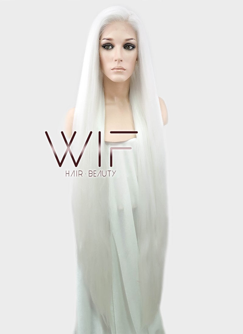 39" Straight Yaki White Lace Front Synthetic Wig LF701B