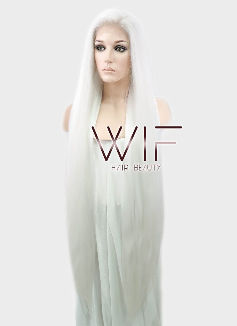 39" Straight Yaki White Lace Front Synthetic Wig LF701B