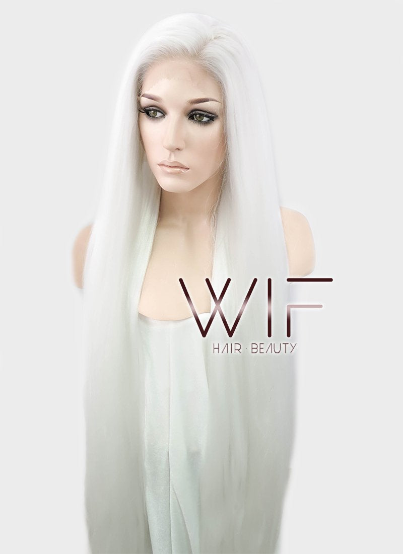 39" Straight Yaki White Lace Front Synthetic Wig LF701B