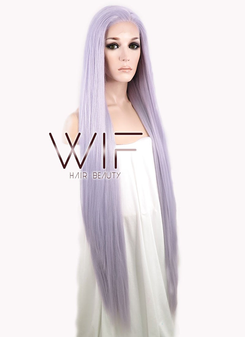 39" Straight Yaki Purplish Grey Lace Front Synthetic Wig LF701D