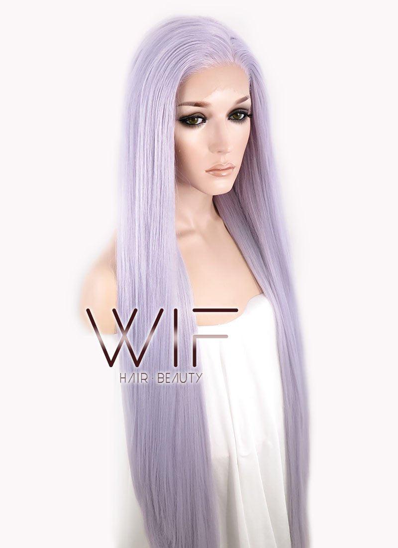 39" Straight Yaki Purplish Grey Lace Front Synthetic Wig LF701D