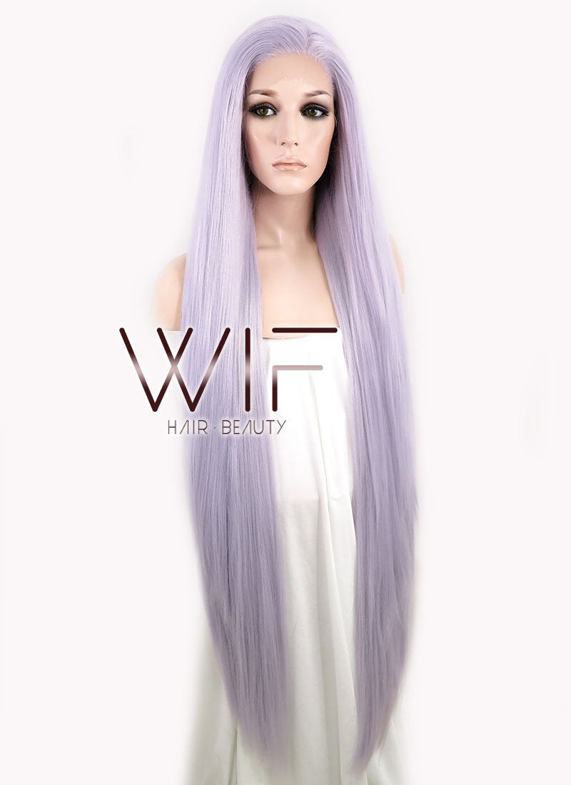 39" Straight Yaki Purplish Grey Lace Front Synthetic Wig LF701D