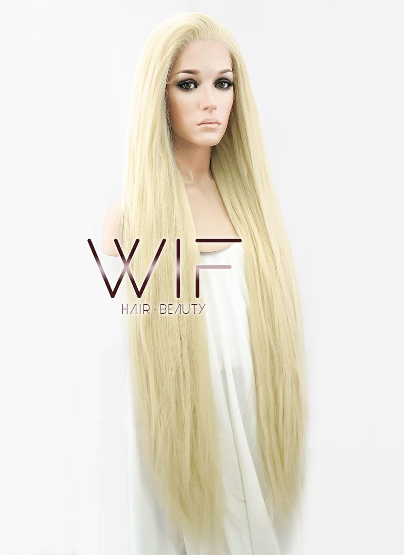 39" Straight Yaki Blonde Lace Front Synthetic Wig LF701E