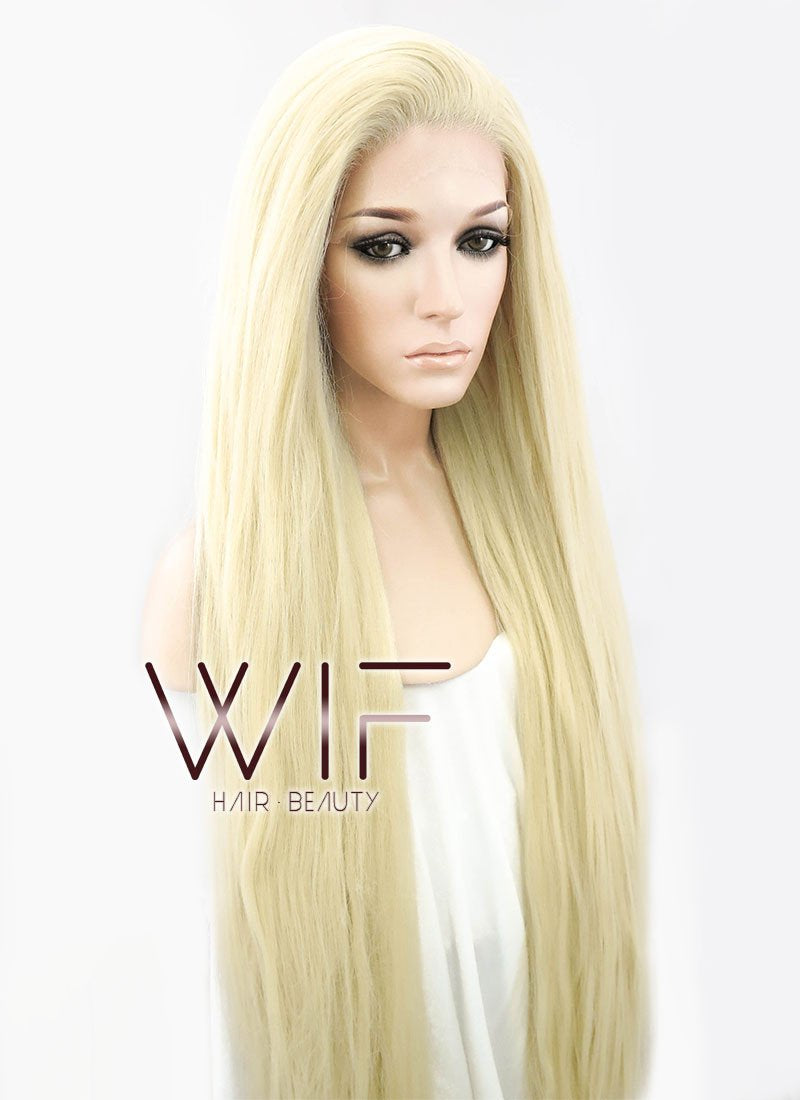 39" Straight Yaki Blonde Lace Front Synthetic Wig LF701E