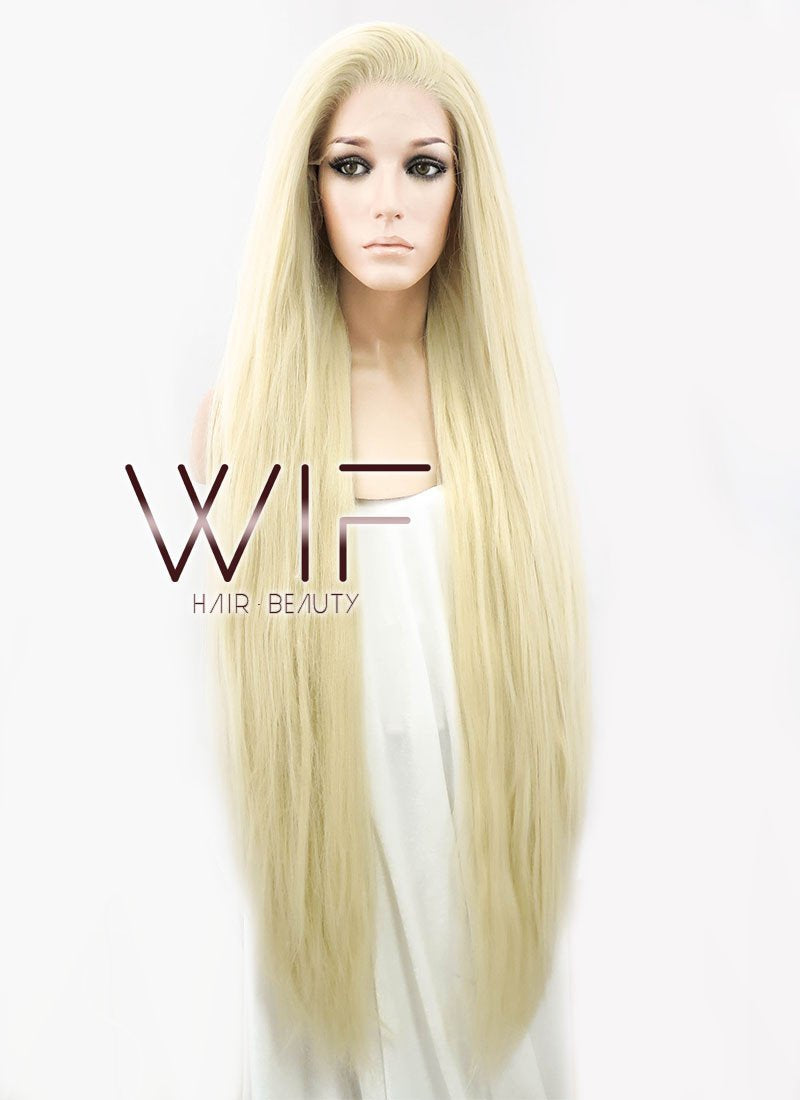 39" Straight Yaki Blonde Lace Front Synthetic Wig LF701E
