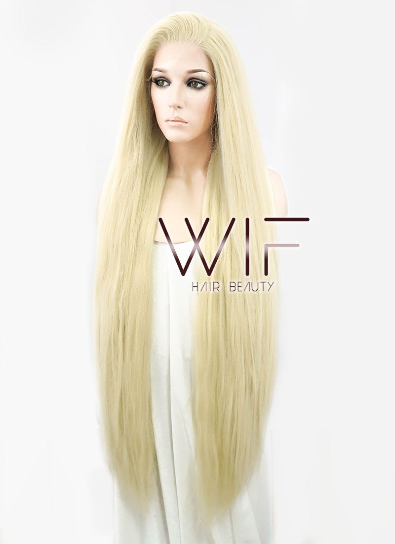 39" Straight Yaki Blonde Lace Front Synthetic Wig LF701E