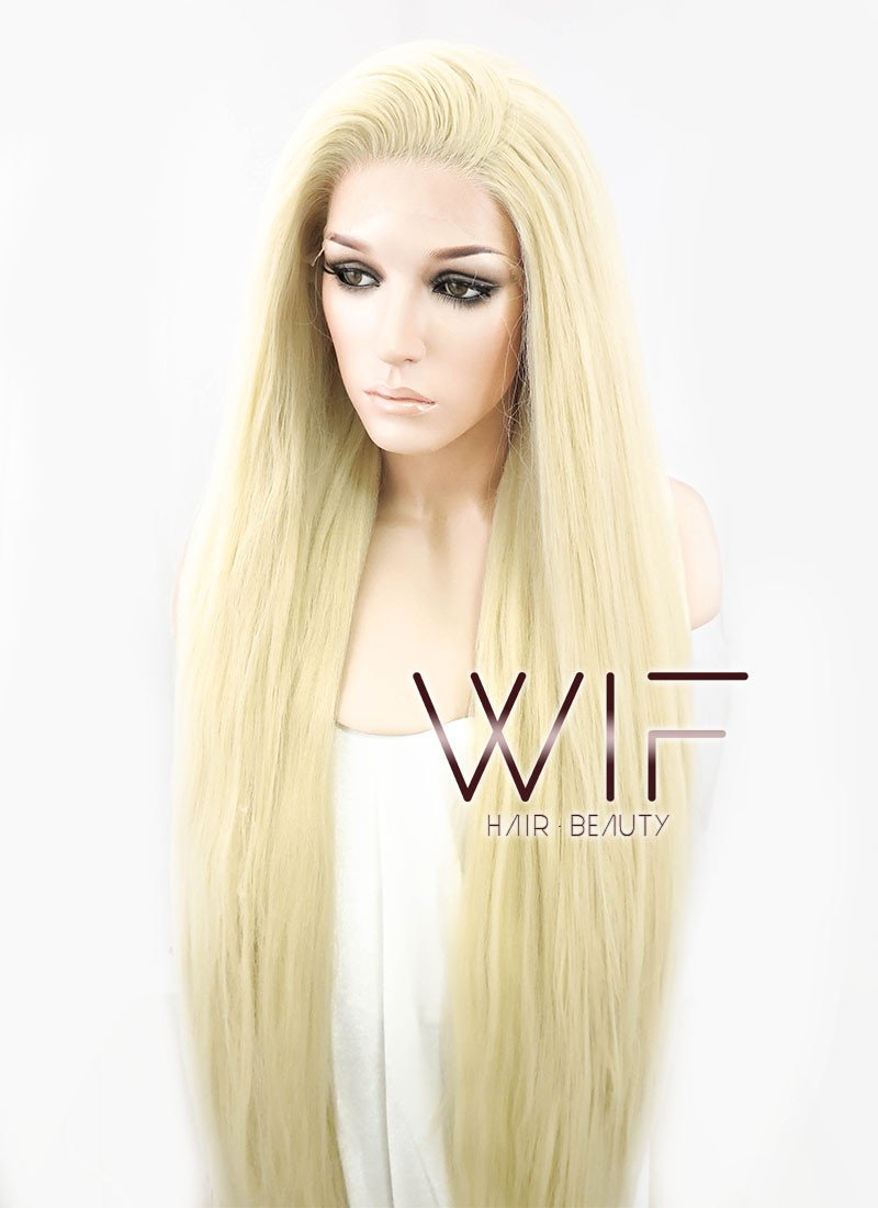 39" Straight Yaki Blonde Lace Front Synthetic Wig LF701E