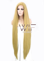39" Long Straight Yaki Blonde Customizable Made-To-Order Lace Front Synthetic Hair Wig LF701S