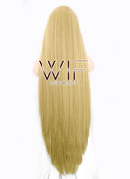 39" Long Straight Yaki Blonde Customizable Made-To-Order Lace Front Synthetic Hair Wig LF701S