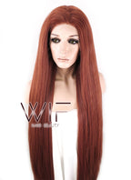 39" Straight Yaki Reddish Brown Lace Front Synthetic Wig LF701