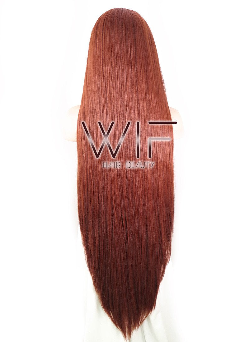 39" Straight Yaki Reddish Brown Lace Front Synthetic Wig LF701