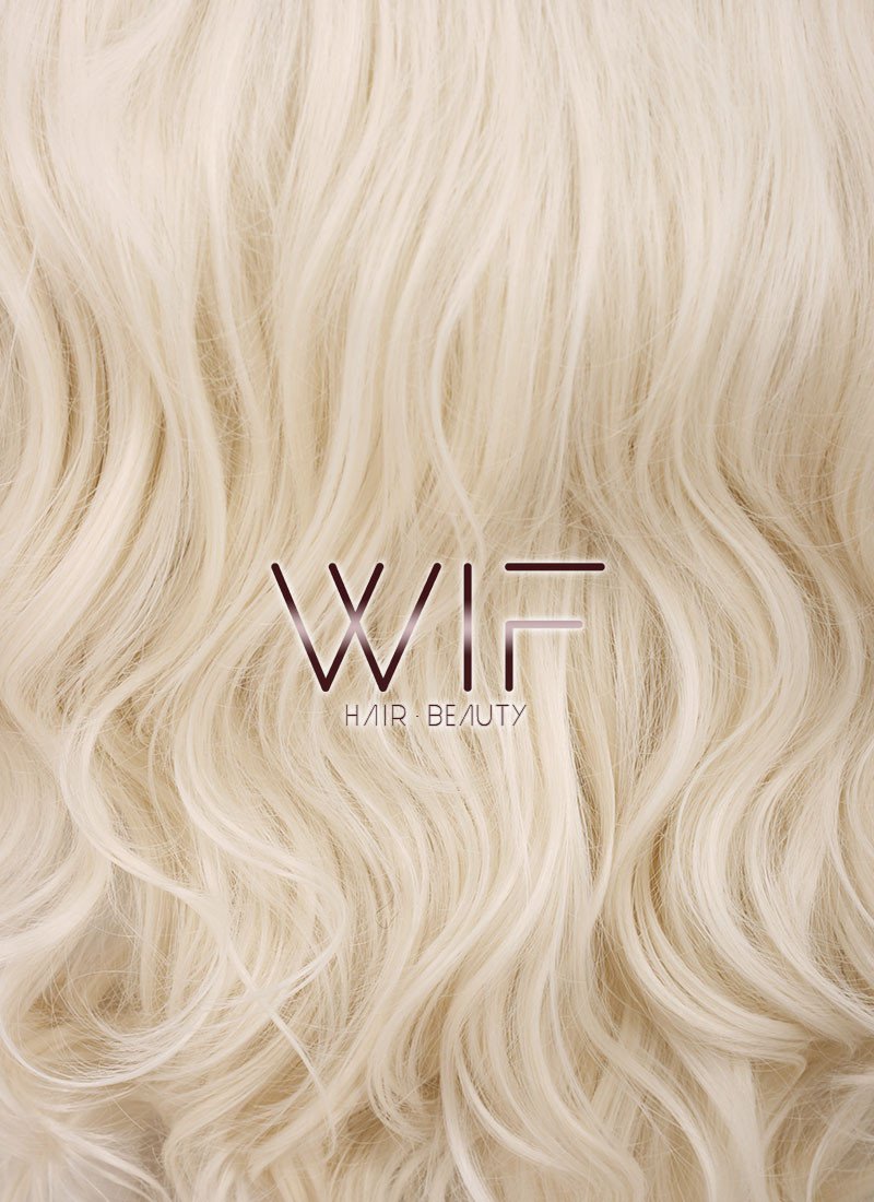 24" Long Curly Black Mixed Blonde Ombre Customizable Lace Front Synthetic Hair Wig LF734C