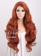28" Wavy Reddish Brown Lace Front Synthetic Wig LF735